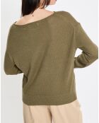 Pull en Coton & Lin Col Bateau kaki