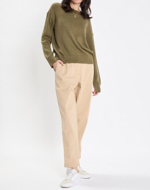 Pull en Coton & Lin Col Bateau kaki