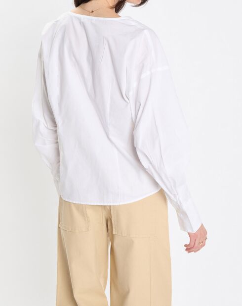 Chemise col V poche blanche