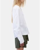 Chemise col V poche blanche