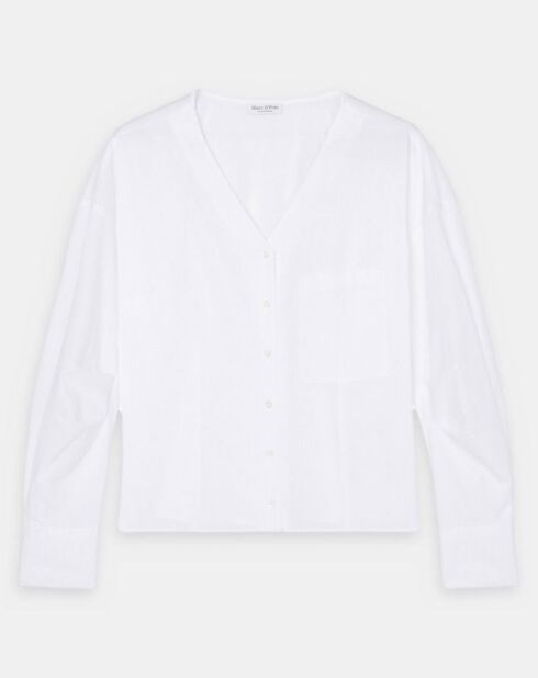 Chemise col V poche blanche