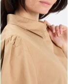 Chemise paperbag pinces manches 3/4 beige
