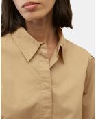 Chemise paperbag pinces manches 3/4 beige