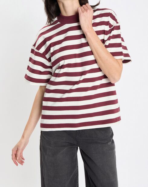 T-Shirt 100% Coton Bio rayé rouge/blanc