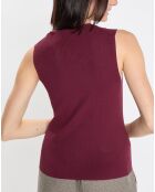 Pull sans manches côtelé rouge foncé
