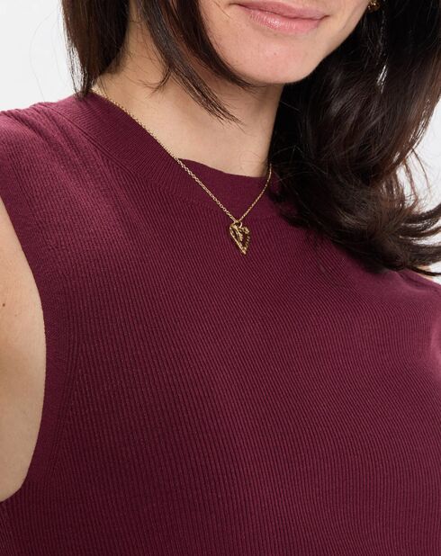 Pull sans manches côtelé rouge foncé