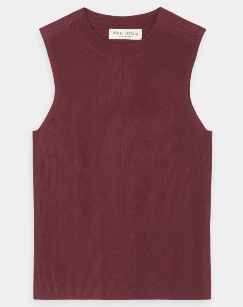 Pull sans manches côtelé rouge foncé