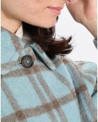 Veste en Laine mélangée à carreaux Cropped bleue