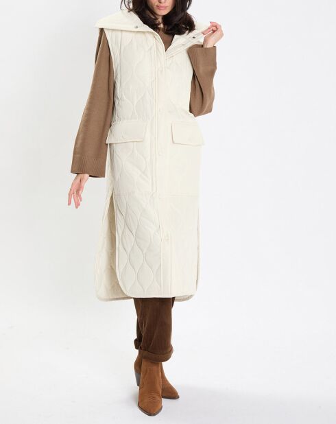 Doudoune longue sans manches padded beige