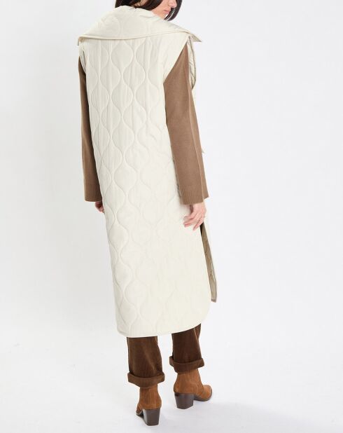 Doudoune longue sans manches padded beige