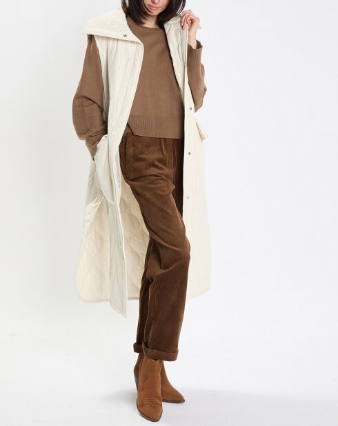 Doudoune longue sans manches padded beige