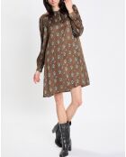 Robe medium imprimée marron