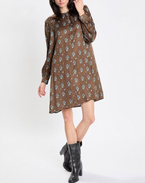 Robe medium imprimée marron