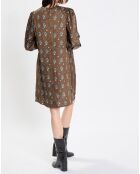 Robe medium imprimée marron