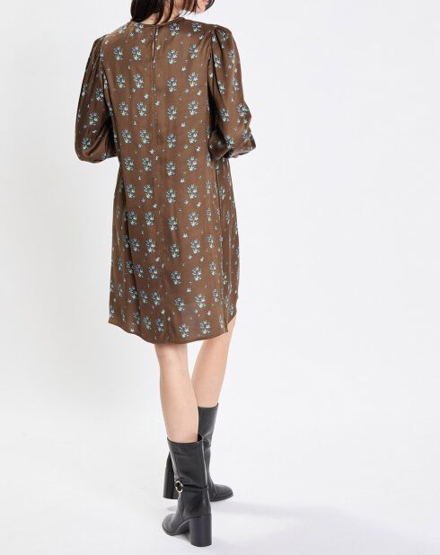 Robe medium imprimée marron