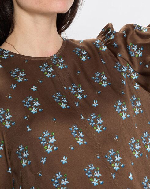 Robe medium imprimée marron