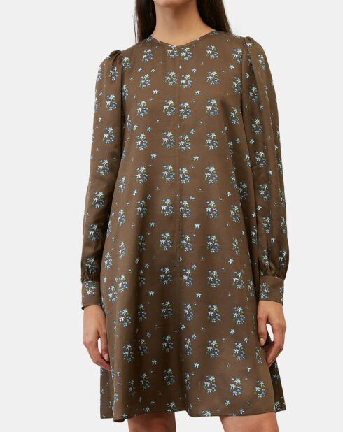 Robe medium imprimée marron