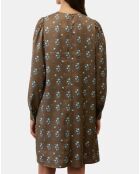 Robe medium imprimée marron
