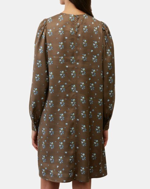 Robe medium imprimée marron