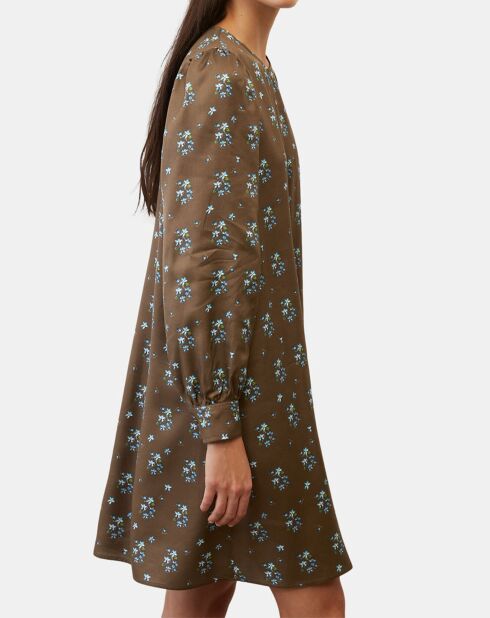 Robe medium imprimée marron