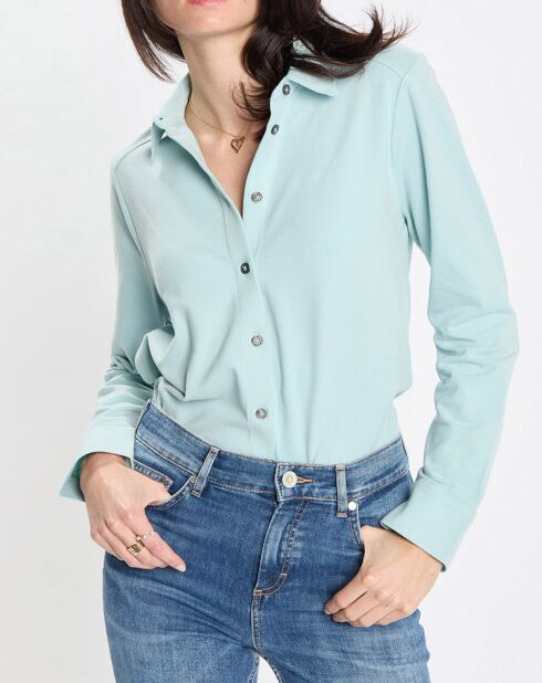 Chemise col polo bleu clair