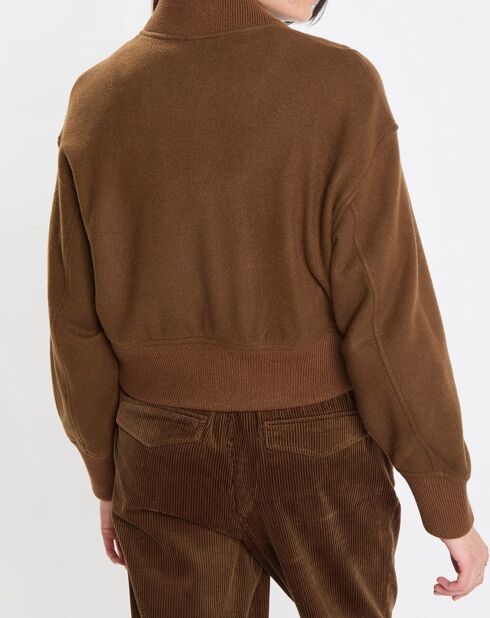 Blouson en Laine mélangée Cropped marron