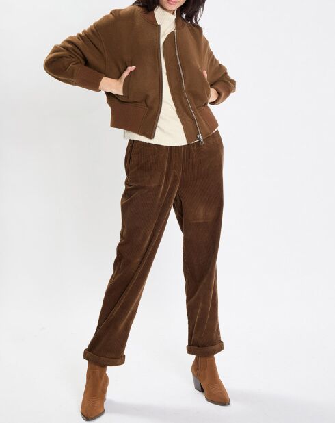 Blouson en Laine mélangée Cropped marron