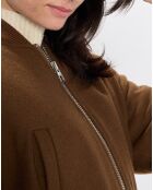 Blouson en Laine mélangée Cropped marron