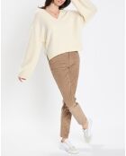 Pull en Laine mélangée col V écru