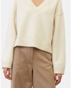 Pull en Laine mélangée col V écru