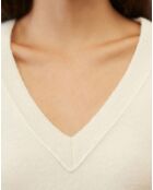 Pull en Laine mélangée col V écru