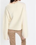 Pull en Laine mélangée col V écru