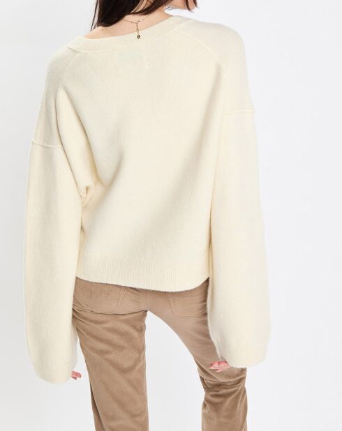 Pull en Laine mélangée col V écru