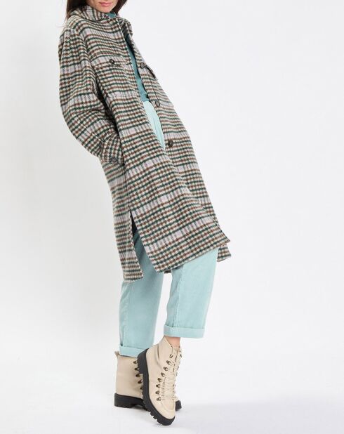 Manteau en Laine mélangée à carreaux multicolore