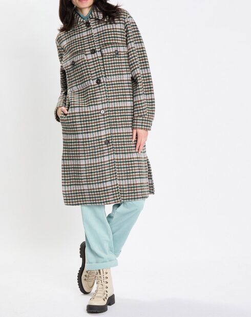 Manteau en Laine mélangée à carreaux multicolore