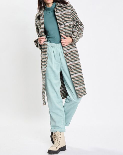 Manteau en Laine mélangée à carreaux multicolore