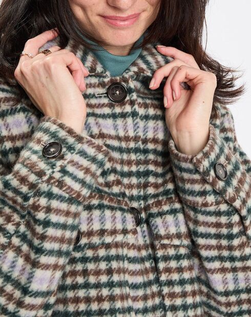 Manteau en Laine mélangée à carreaux multicolore