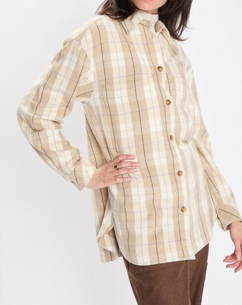 Surchemise à carreaux beige