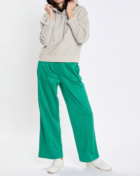 Pantalon large pinces taille élastique vert