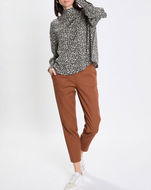 Blouse imprimée fleurs blanc/noir