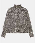 Blouse imprimée fleurs blanc/noir