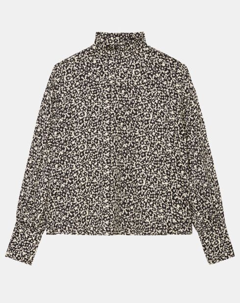 Blouse imprimée fleurs blanc/noir