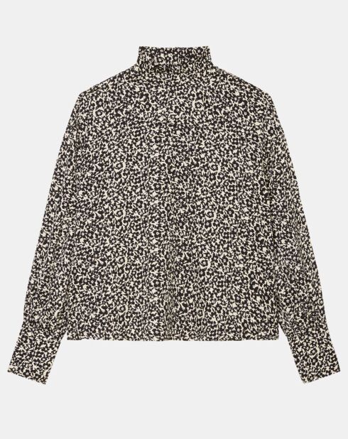 Blouse imprimée fleurs blanc/noir