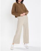 Pantalon en maille côtelée beige