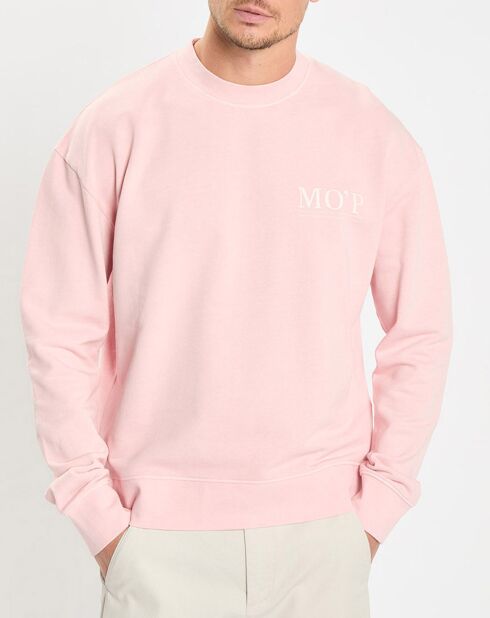 Sweat Col Rond Coton Organic rose clair