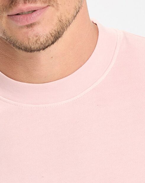 Sweat Col Rond Coton Organic rose clair