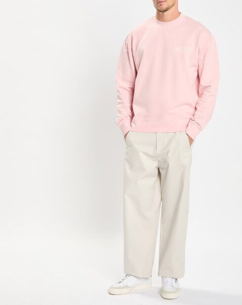Sweat Col Rond Coton Organic rose clair