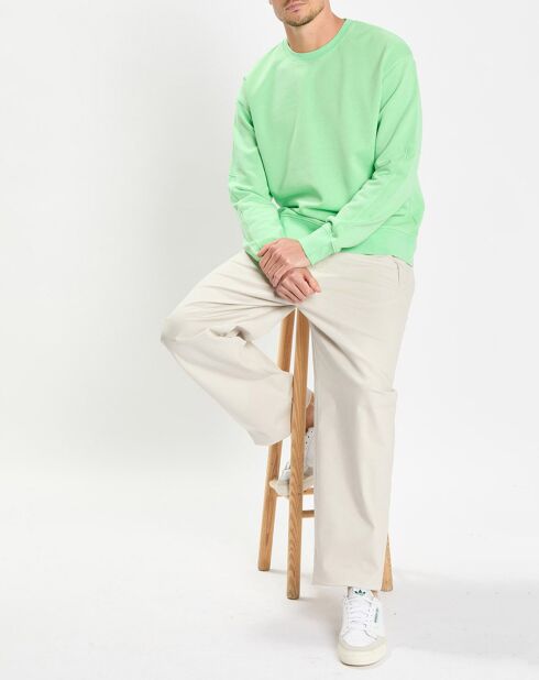 Sweat Col Rond Coudiere vert fluo