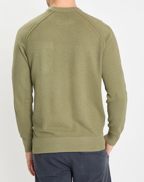 Pull Rond Raglan Poche Poitrine kaki