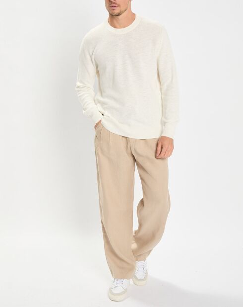 Pantalon 100% Lin Mossbo Pant Pinces beige